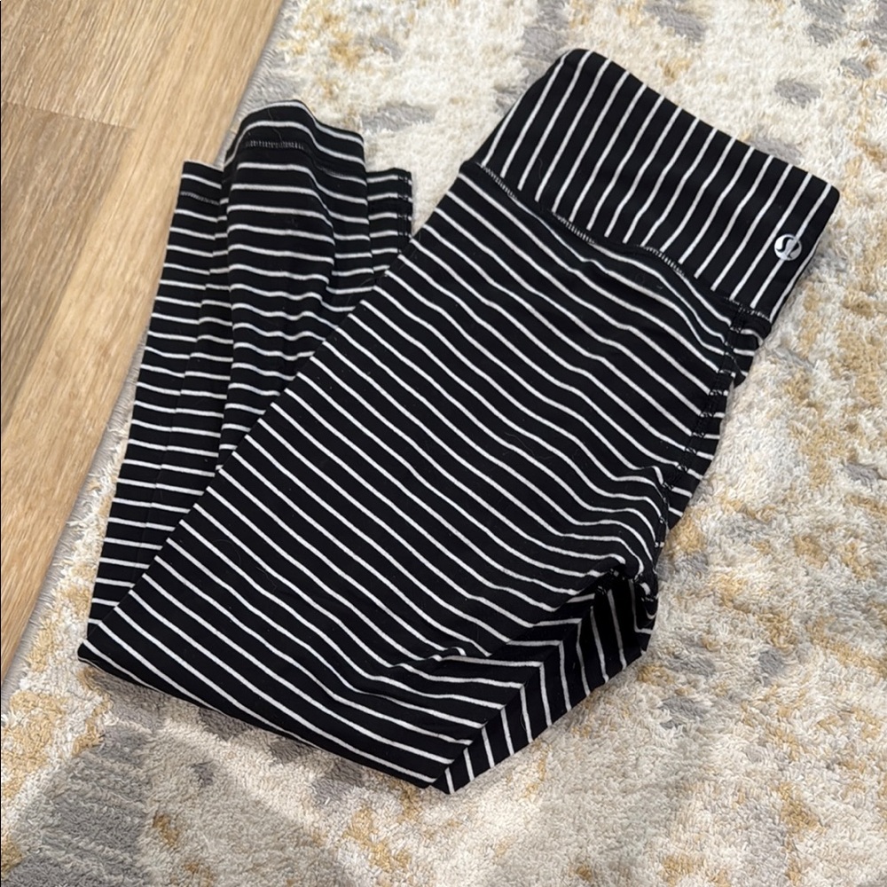 Lululemon- Black and White Striped Leggings